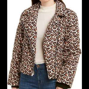 Diane von Furstenberg  Leopard Moto Puffer Jacket
